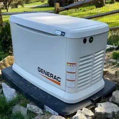 20kw generac generator - installed by synergy power systems in central and souteastern pa - 04 A Generac Guardian series 20 kW whole home generator installed along the side of a residential home in southeastern and central PA, offering a powerful and efficient source of backup power during outages.